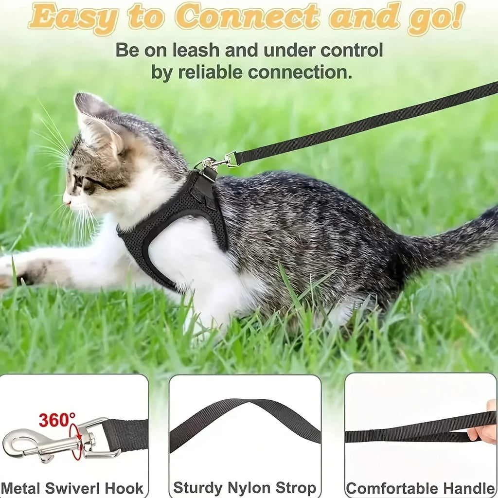 Vest Harness with Bungee Leash for Dogs and Cats