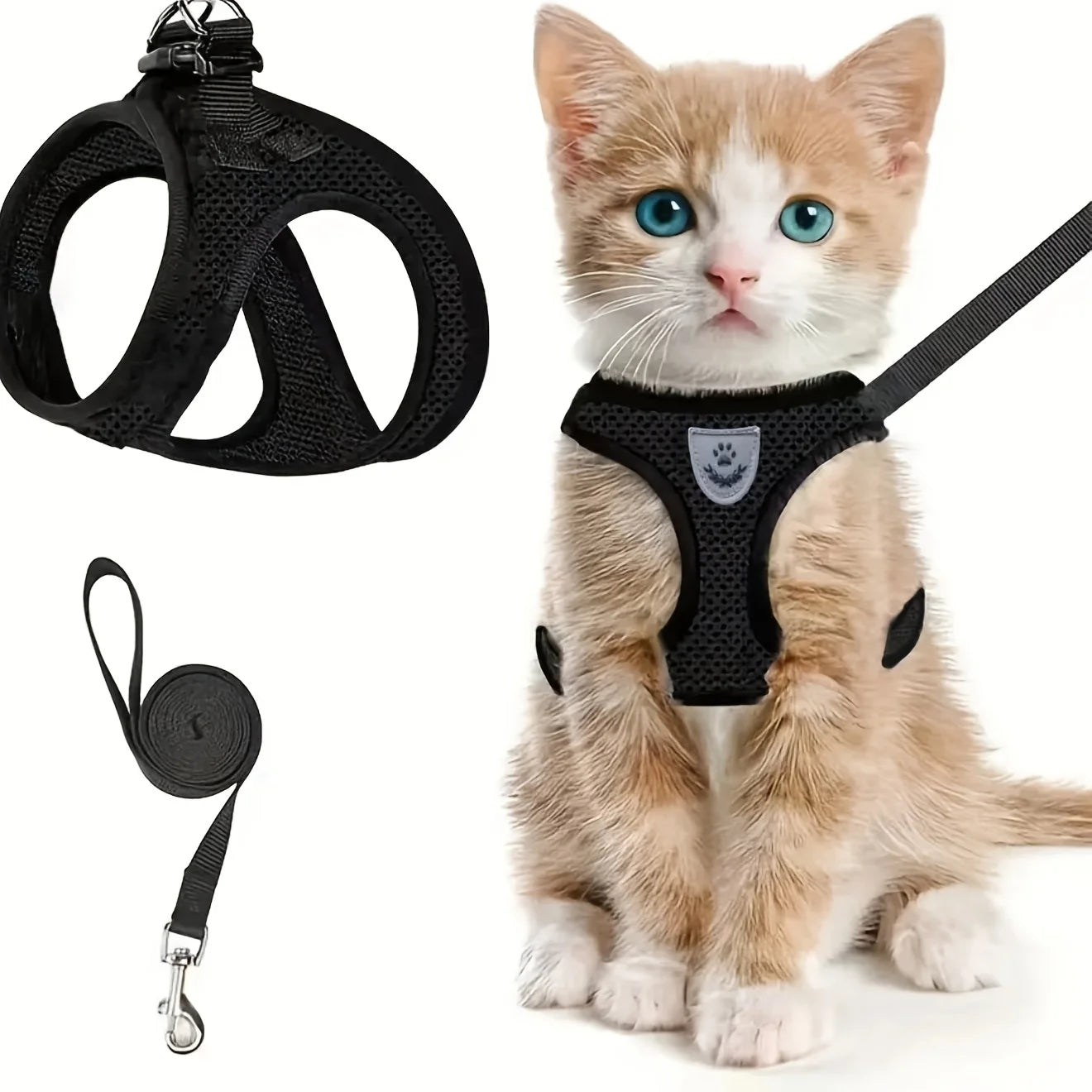 Vest Harness with Bungee Leash for Dogs and Cats