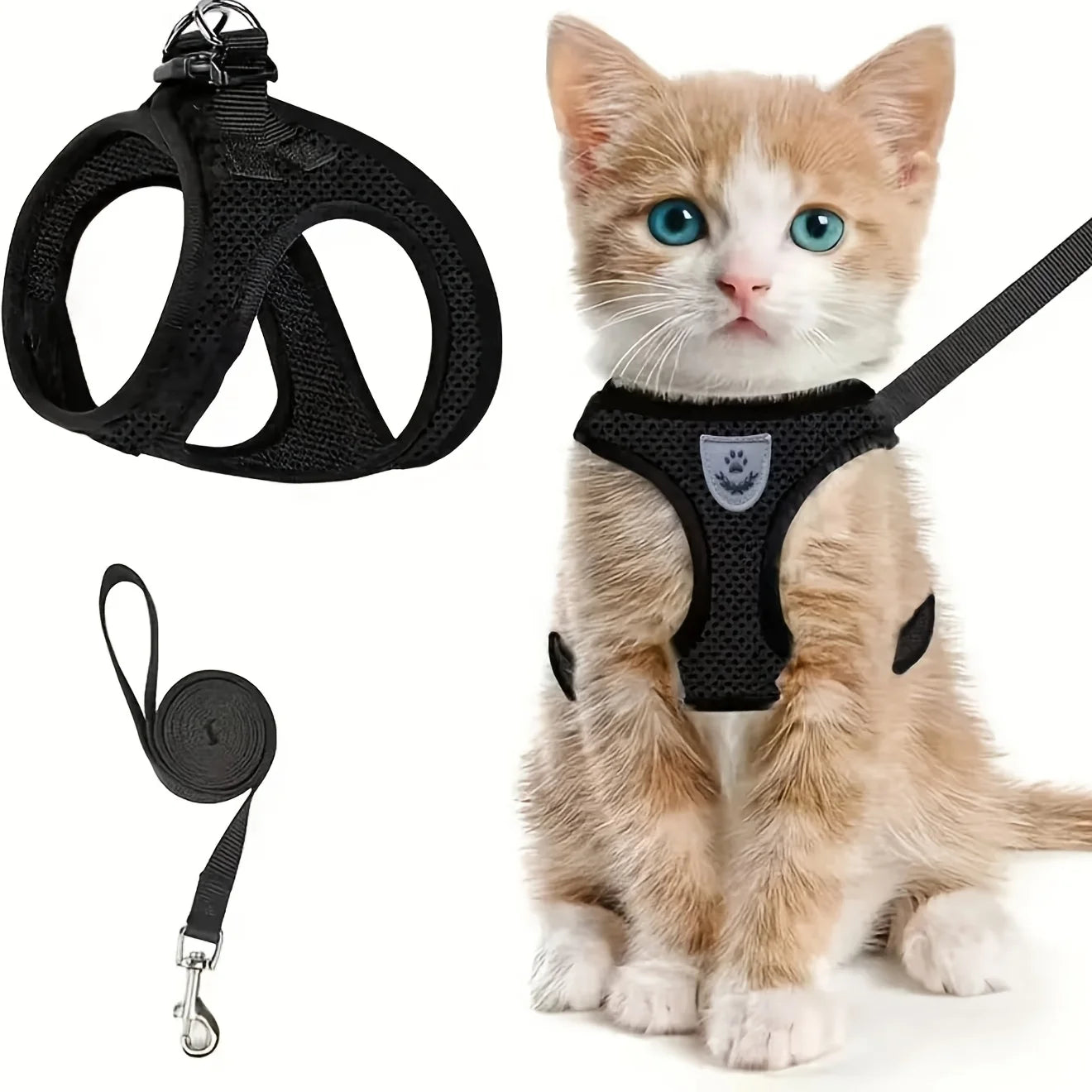 Vest Harness with Bungee Leash for Dogs and Cats